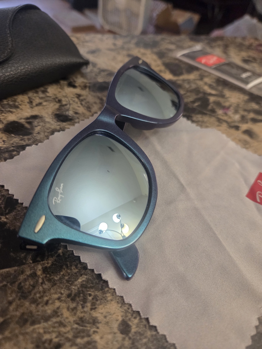 Ray-Ban RB2140 Wayfarer. Cosmo Collection - Blue Mercury colorway.